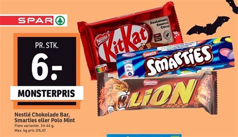 Nestlé chokoladebar smarties eller polo mint tilbud hos SPAR