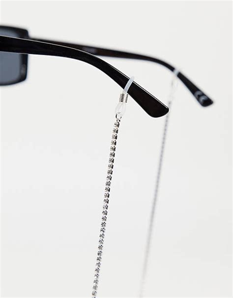 Pieces Rhinestone Sunglasses Chain In Silver Asos