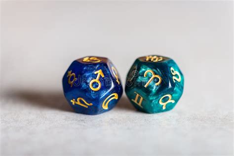 Astrology Dice With Zodiac Symbol Of Aries And Its Ruling Planet Mars