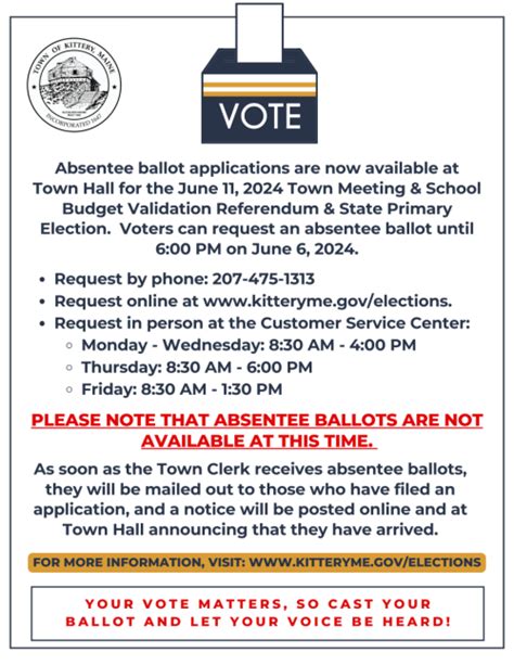 Absentee Ballot Applications Now Available For The June 11 2024 Town