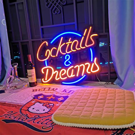 Cocktails And Dreams Custom Bar Neon Sign Flex Led Custom Red Etsy