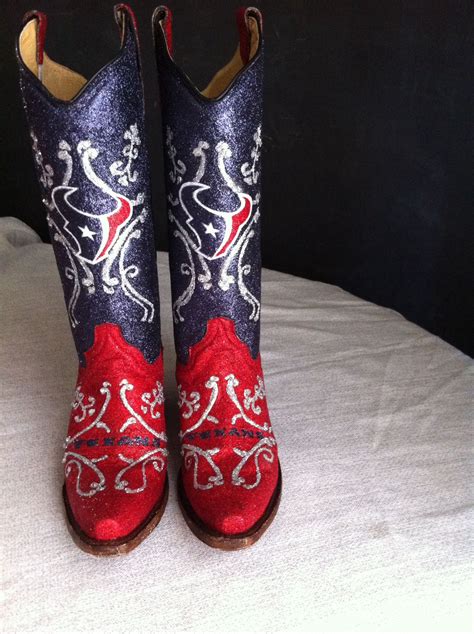 Custom Houston Texans Glitter Western Boots