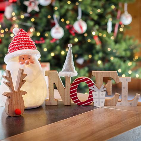 Lettres Noel en bois à poser Naturel Déco de Noël pour la maison Eminza