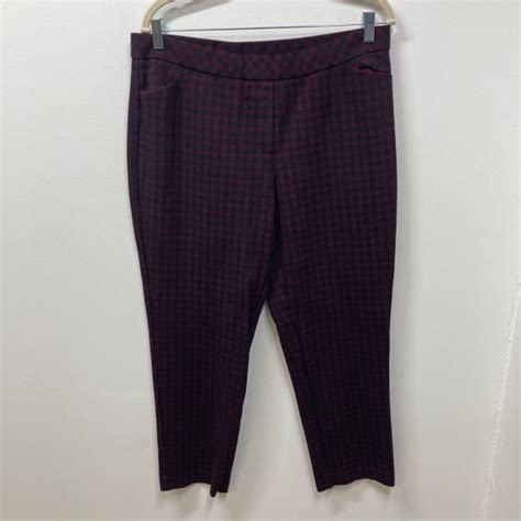 J Jill Pants Jumpsuits Jjill Black Purple Plaid Ponte Knit Slim