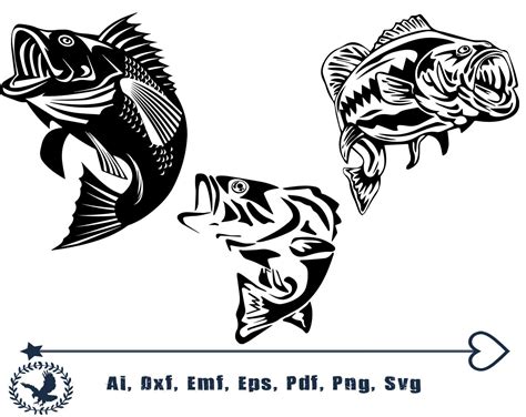 Fish Svg Silhouette Svg Cricut Svg Large Mouth Fish Svg Etsy