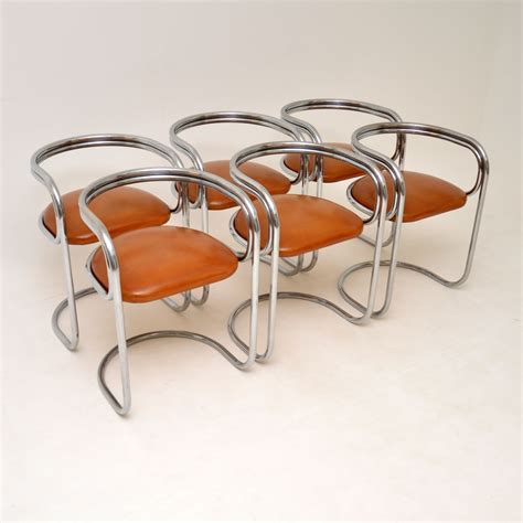 1970s Chrome Glass And Leather Dining Table And Chairs