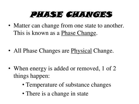 PHASE CHANGES | Schemes and Mind Maps Physical Chemistry | Docsity