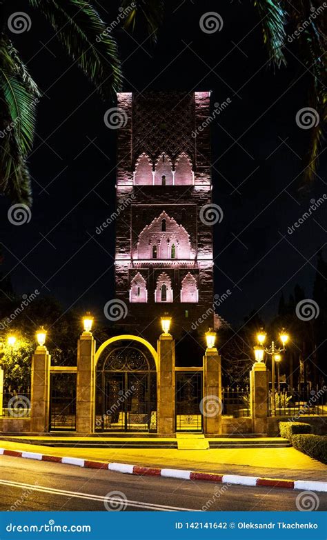 View On Hassan Tower At Night In Rabat Morocco Unfinished Mosque