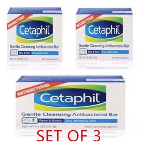 Set Of 3 Cetaphil Gentle Cleansing Antibacterial Soap Bar 127g