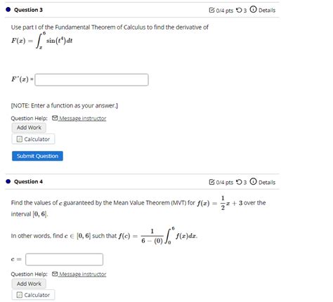 Solved Use Part I Of The Fundamental Theorem Of Calculus To