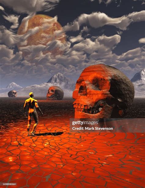 Giant Humanoid Skulls Lying In A Wilderness High-Res Vector Graphic - Getty Images