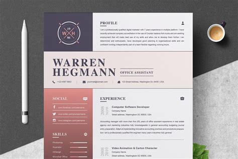 Creative And Modern Resume Cv Template Creative Illustrator Templates