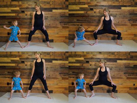 Plie squats. . .begin with legs wider than hips width apart turn toes