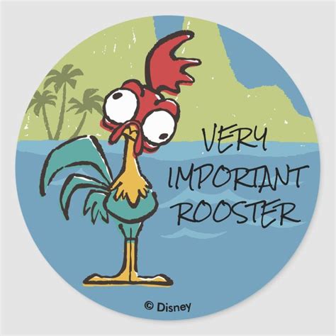 Moana Heihei Very Important Rooster Classic Round Sticker Zazzle