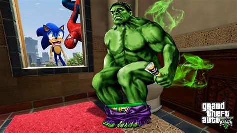 O SONIC E O HOMEM ARANHA VIRAM O HULK CAGANDO NO GTA 5 YouTube