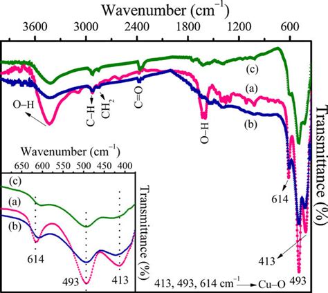 Ftir Spectra Of A Undoped B At And C At Mn Doped Cuo