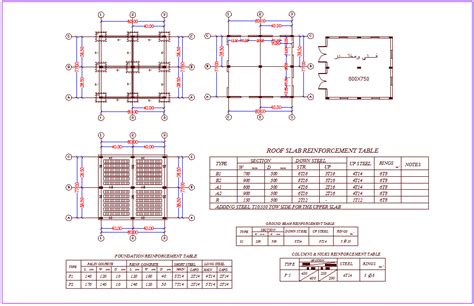 Foundation plan with roof slab reinforcement dwg file - Cadbull