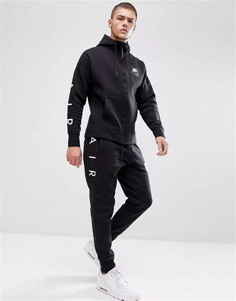 Nike Air Mens Zip Through Tracksuit Set Black