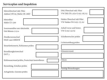 Vorlage F R Das Serviceheft