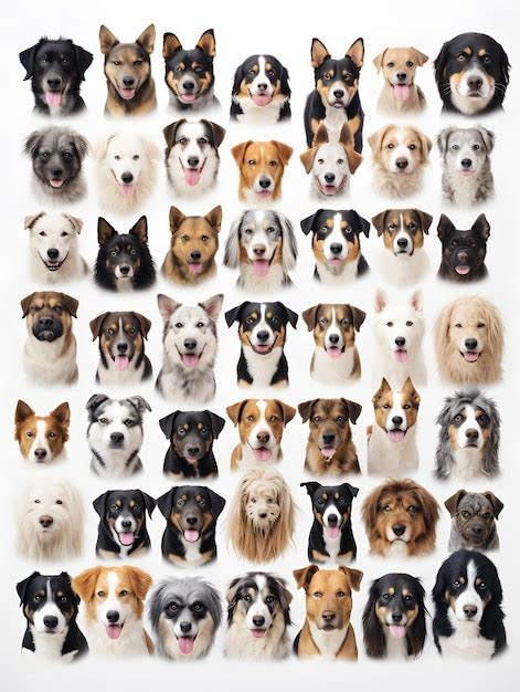 Premium AI Image | Portrait of different dog breeds isolated on white background