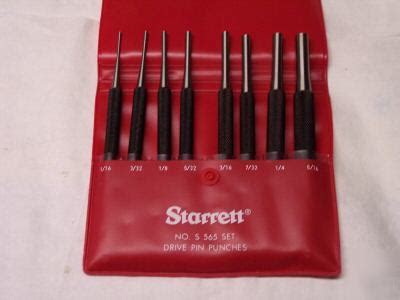 Starrett Drive Pin Punch Set Pieces In A Red Pouch