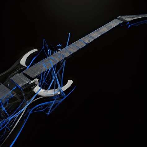 Skeletal Electric Guitar Cosmic Guitar Strings Cinematic Lighting 3d Prop Art · Creative Fabrica