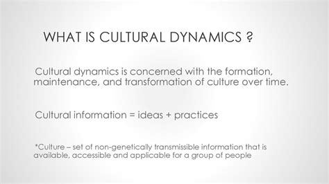 Cultural Dynamics Online Presentation