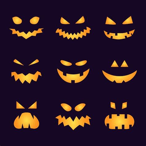 Premium Vector | Pumpkin scary faces illustration