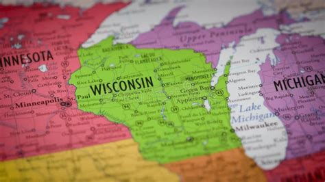 Mapa De Cores Do Estado Dos Estados Unidos Contorno De Wisconsin