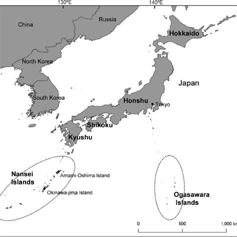 Map Of The Four Main Islands Mainland Hokkaido Honshu Shikoku