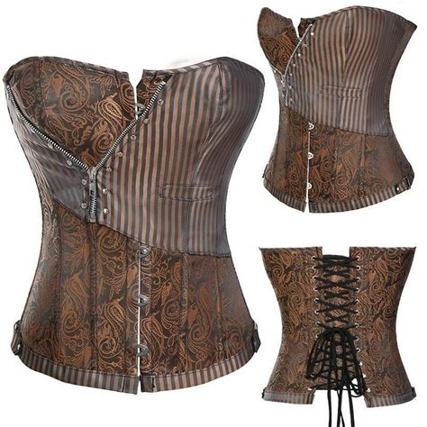 Women Lace Up Boned Bustier Corset Overbust Burlesque Top Waist Cincher Lingerie Ebay
