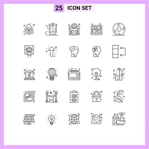 Line Pack of 25 Universal Symbols of horror fear present eye weight Editable Vector Design ...