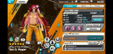 One Piece Bounty Rush Opbr Lv Gol D Roger King Of The Pirates