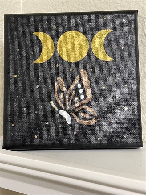 Triple Moon and Butterfly Painting - Etsy