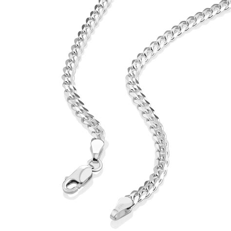 Chaîne gourmette en argent sterling de 55 cm largeur de de 3 mm à 3 5 mm