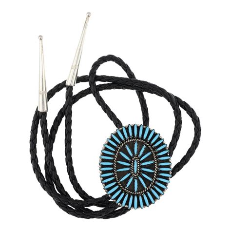 Lot Zuni Needlepoint Turquoise Bolo Tie