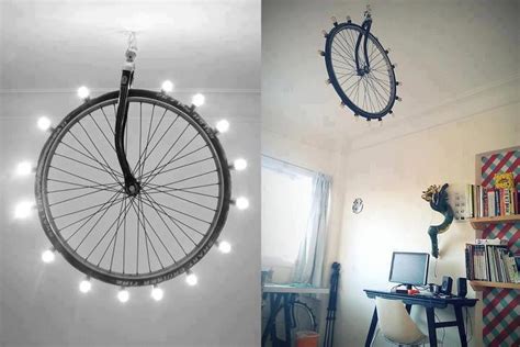 Lampa sufitowa z koła rowerowego jakie żarówki DIY