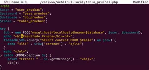 Probar La Conexi N De Php Con La Base De Datos Weblinus