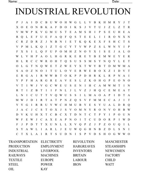 Industrial Revolution Word Search Wordmint