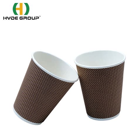 Disposable Eco Friendly Food Grade Biodegradable Take Away Insulated Hot Drink Corrugated Ripple