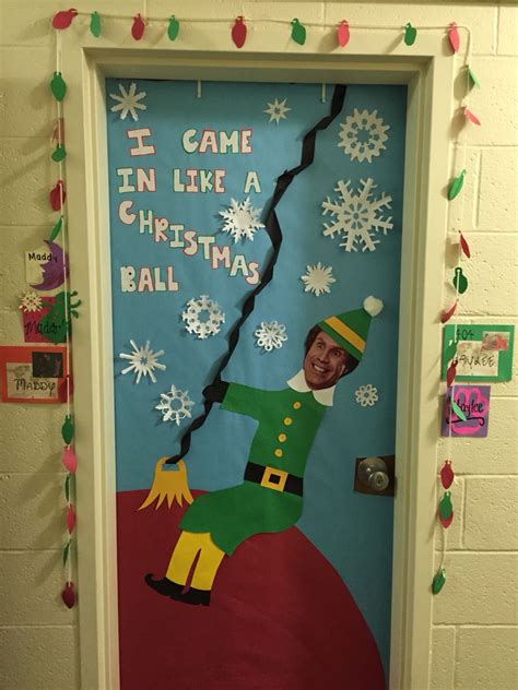 Buddy The Elf Goes Miley Christmas Classroom Door Office Christmas Christmas Elf Xmas