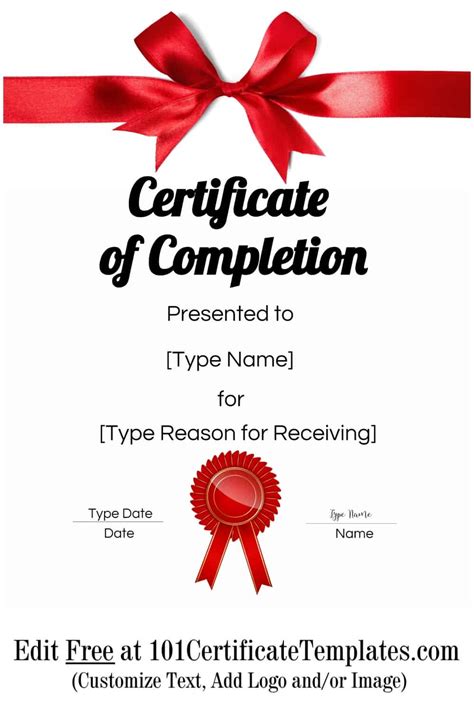 Free Certificate Of Completion Customize Online Then Print