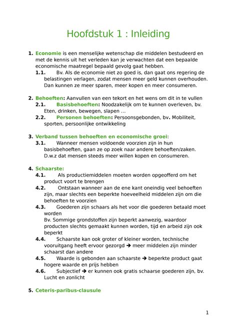 Samenvatting HF1 Inleiding Hoofdstuk 1 Inleiding Economie Is Een