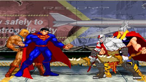 Superman And He Man Vs Thor And Kratos Mugen YouTube