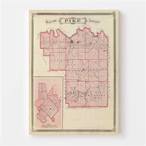 Vintage Map of Pike County Indiana, 1876 by Ted's Vintage Art