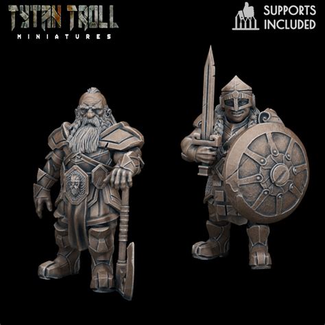 3D Printable DnD Heroes Dwarf Fighters Pre Supported By TytanTroll