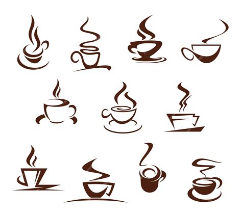 Premium Vector | Vector coffee cups for cafeteria cafe icons set