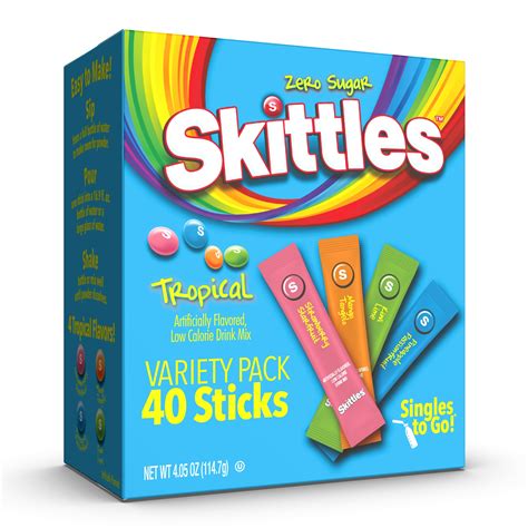 Buy Skittles Singles To Go Tropical Flavors Variety Pack, Powdered Drink Mix, Includes 4 Flavors ...