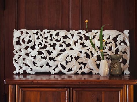 Buy Tropical Floral Curving Wooden Carving Wall Hanging Online