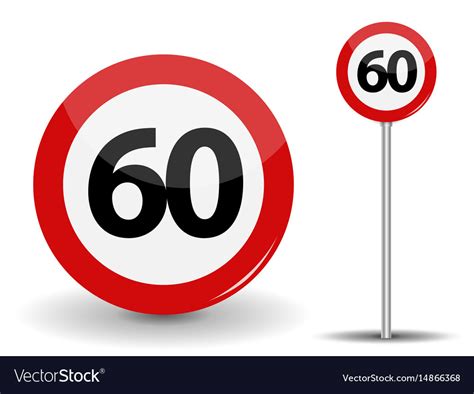 Round Red Road Sign Speed Limit Kilometers Per Vector Image